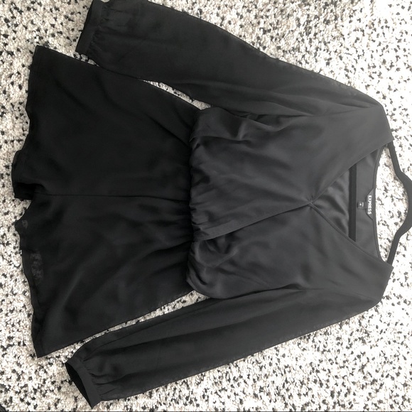 ✨2/$30✨ NWOT- EXPRESS BLACK ROMPER LONGSLEEVE - Picture 4 of 4
